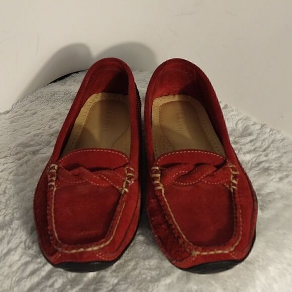L.L.Bean Red Suede Women's Loafers  - Picture 2 of 8